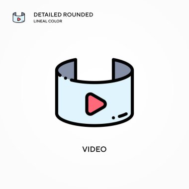 Video vektör simgesi. Modern vektör illüstrasyon kavramları. Düzenlemesi ve kişiselleştirmesi kolay.