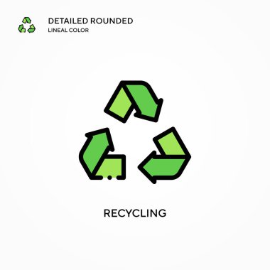 Vektör simgesi geri dönüşümü. Modern vektör illüstrasyon kavramları. Düzenlemesi ve kişiselleştirmesi kolay.