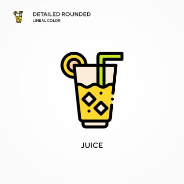 Meyve suyu vektörü ikonu. Modern vektör illüstrasyon kavramları. Düzenlemesi ve kişiselleştirmesi kolay.