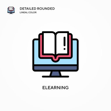 Elearning vektör simgesi. Modern vektör illüstrasyon kavramları. Düzenlemesi ve kişiselleştirmesi kolay.