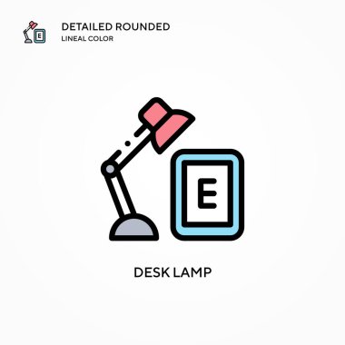 Masa lambası vektör simgesi. Modern vektör illüstrasyon kavramları. Düzenlemesi ve kişiselleştirmesi kolay.