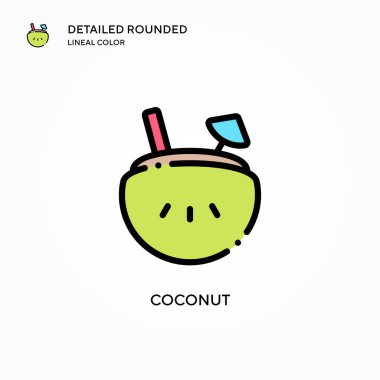 Hindistan cevizi vektör simgesi. Modern vektör illüstrasyon kavramları. Düzenlemesi ve kişiselleştirmesi kolay.