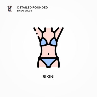 Bikini vektör simgesi. Modern vektör illüstrasyon kavramları. Düzenlemesi ve kişiselleştirmesi kolay.