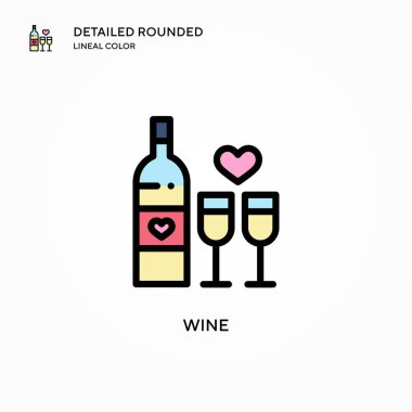 Şarap vektör simgesi. Modern vektör illüstrasyon kavramları. Düzenlemesi ve kişiselleştirmesi kolay.