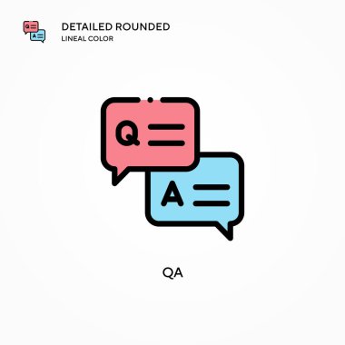 Qa vektör simgesi. Modern vektör illüstrasyon kavramları. Düzenlemesi ve kişiselleştirmesi kolay.