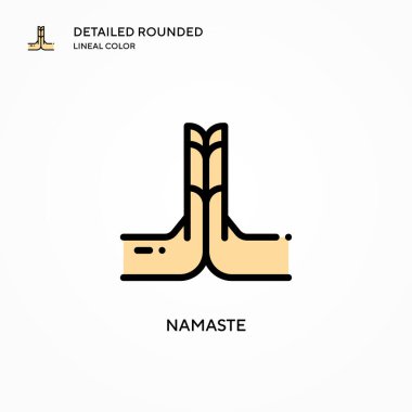 Namaste vektör simgesi. Modern vektör illüstrasyon kavramları. Düzenlemesi ve kişiselleştirmesi kolay.