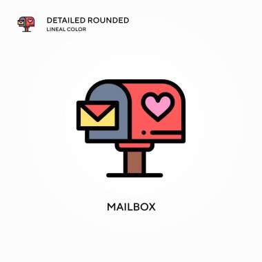 Posta kutusu vektör simgesi. Modern vektör illüstrasyon kavramları. Düzenlemesi ve kişiselleştirmesi kolay.