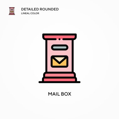 Posta kutusu vektör simgesi. Modern vektör illüstrasyon kavramları. Düzenlemesi ve kişiselleştirmesi kolay.