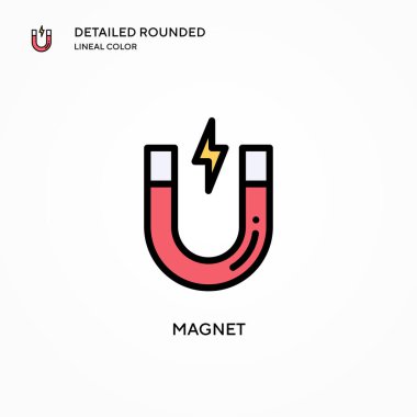Mıknatıs vektör simgesi. Modern vektör illüstrasyon kavramları. Düzenlemesi ve kişiselleştirmesi kolay.