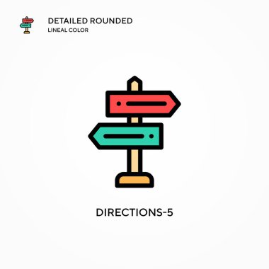 Yönler-5 vektör simgesi. Modern vektör illüstrasyon kavramları. Düzenlemesi ve kişiselleştirmesi kolay.