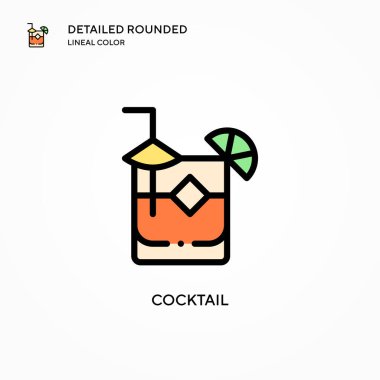 Kokteyl vektör simgesi. Modern vektör illüstrasyon kavramları. Düzenlemesi ve kişiselleştirmesi kolay.
