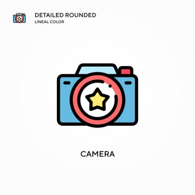 Kamera vektör simgesi. Modern vektör illüstrasyon kavramları. Düzenlemesi ve kişiselleştirmesi kolay.