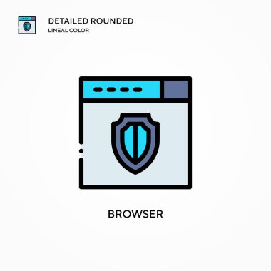 Tarayıcı vektör simgesi. Modern vektör illüstrasyon kavramları. Düzenlemesi ve kişiselleştirmesi kolay.