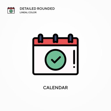 Takvim vektör simgesi. Modern vektör illüstrasyon kavramları. Düzenlemesi ve kişiselleştirmesi kolay.