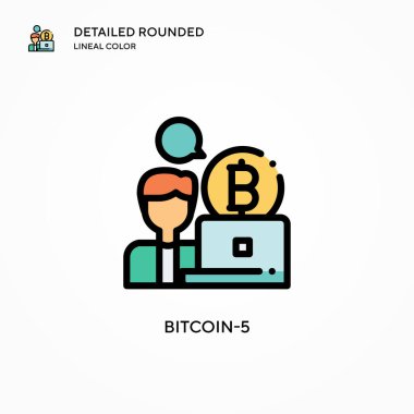 Bitcoin-5 vektör simgesi. Modern vektör illüstrasyon kavramları. Düzenlemesi ve kişiselleştirmesi kolay.