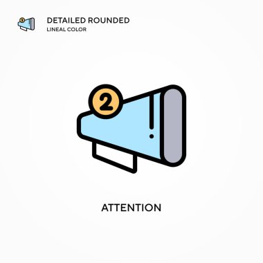 Dikkat vektör simgesi. Modern vektör illüstrasyon kavramları. Düzenlemesi ve kişiselleştirmesi kolay.