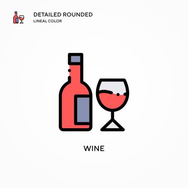 Şarap vektör simgesi. Modern vektör illüstrasyon kavramları. Düzenlemesi ve kişiselleştirmesi kolay.
