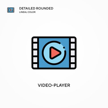 Video oynatıcı vektör simgesi. Modern vektör illüstrasyon kavramları. Düzenlemesi ve kişiselleştirmesi kolay.