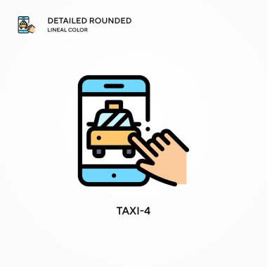 Taksi-4 vektör simgesi. Modern vektör illüstrasyon kavramları. Düzenlemesi ve kişiselleştirmesi kolay.