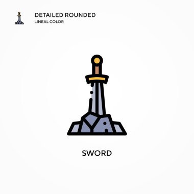 Kılıç vektör simgesi. Modern vektör illüstrasyon kavramları. Düzenlemesi ve kişiselleştirmesi kolay.