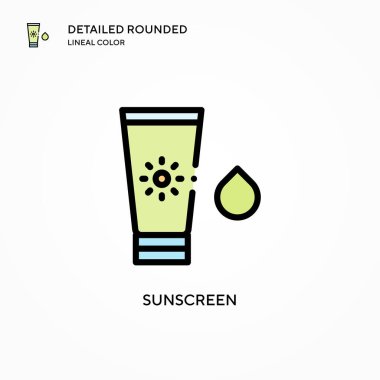 Güneş kremi ikonu. Modern vektör illüstrasyon kavramları. Düzenlemesi ve kişiselleştirmesi kolay.