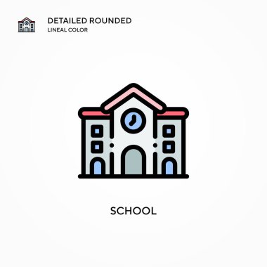 Okul vektör simgesi. Modern vektör illüstrasyon kavramları. Düzenlemesi ve kişiselleştirmesi kolay.