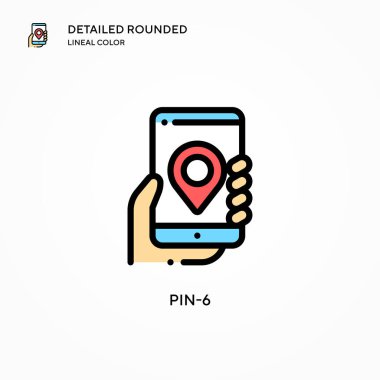 Pin-6 vektör simgesi. Modern vektör illüstrasyon kavramları. Düzenlemesi ve kişiselleştirmesi kolay.
