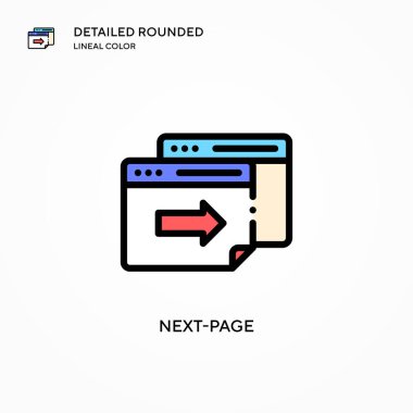 Sonraki sayfa vektör simgesi. Modern vektör illüstrasyon kavramları. Düzenlemesi ve kişiselleştirmesi kolay.