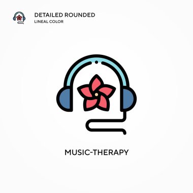 Müzik terapisi vektör simgesi. Modern vektör illüstrasyon kavramları. Düzenlemesi ve kişiselleştirmesi kolay.
