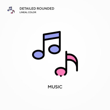 Müzik vektörü simgesi. Modern vektör illüstrasyon kavramları. Düzenlemesi ve kişiselleştirmesi kolay.