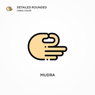 Mudra vektör simgesi. Modern vektör illüstrasyon kavramları. Düzenlemesi ve kişiselleştirmesi kolay.