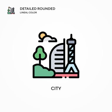Şehir vektör simgesi. Modern vektör illüstrasyon kavramları. Düzenlemesi ve kişiselleştirmesi kolay.