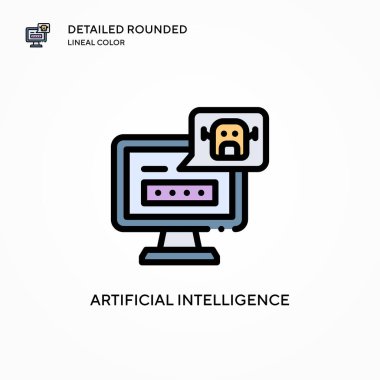 Yapay zeka vektör simgesi. Modern vektör illüstrasyon kavramları. Düzenlemesi ve kişiselleştirmesi kolay.