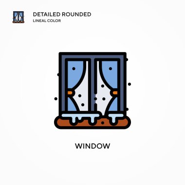 Pencere vektör simgesi. Modern vektör illüstrasyon kavramları. Düzenlemesi ve kişiselleştirmesi kolay.