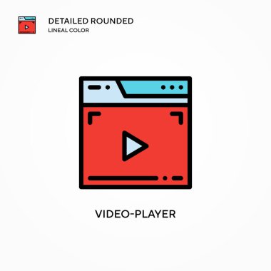 Video oynatıcı vektör simgesi. Modern vektör illüstrasyon kavramları. Düzenlemesi ve kişiselleştirmesi kolay.