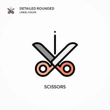 Makas vektör simgesi. Modern vektör illüstrasyon kavramları. Düzenlemesi ve kişiselleştirmesi kolay.