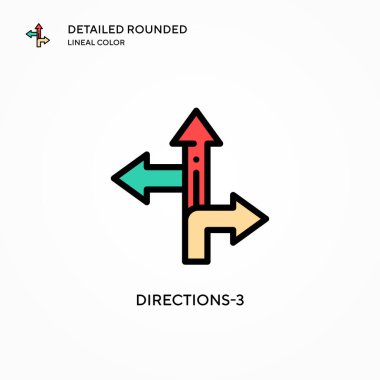 Yönler-3 vektör simgesi. Modern vektör illüstrasyon kavramları. Düzenlemesi ve kişiselleştirmesi kolay.