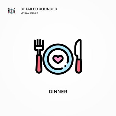 Akşam yemeği ikonu. Modern vektör illüstrasyon kavramları. Düzenlemesi ve kişiselleştirmesi kolay.