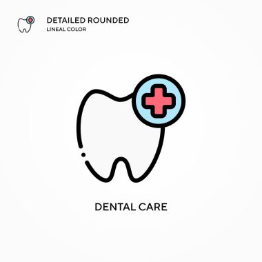 Diş bakımı vektör ikonu. Modern vektör illüstrasyon kavramları. Düzenlemesi ve kişiselleştirmesi kolay.