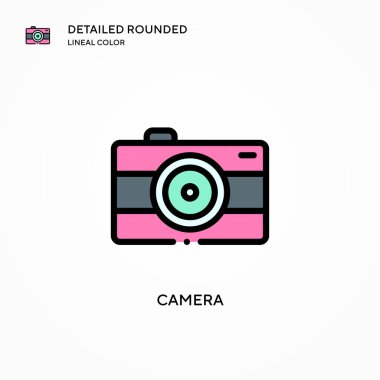 Kamera vektör simgesi. Modern vektör illüstrasyon kavramları. Düzenlemesi ve kişiselleştirmesi kolay.