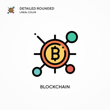 Blockchain vektör simgesi. Modern vektör illüstrasyon kavramları. Düzenlemesi ve kişiselleştirmesi kolay.