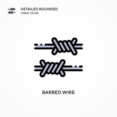 Dikenli tel vektör ikonu. Modern vektör illüstrasyon kavramları. Düzenlemesi ve kişiselleştirmesi kolay.