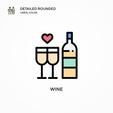 Şarap vektör simgesi. Modern vektör illüstrasyon kavramları. Düzenlemesi ve kişiselleştirmesi kolay.