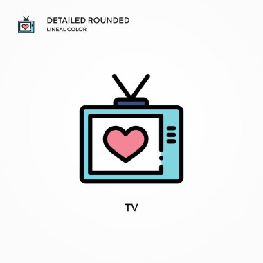 TV vektör simgesi. Modern vektör illüstrasyon kavramları. Düzenlemesi ve kişiselleştirmesi kolay.