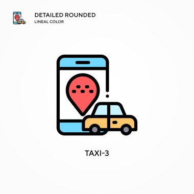 Taksi-3 vektör simgesi. Modern vektör illüstrasyon kavramları. Düzenlemesi ve kişiselleştirmesi kolay.