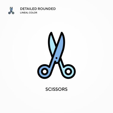 Makas vektör simgesi. Modern vektör illüstrasyon kavramları. Düzenlemesi ve kişiselleştirmesi kolay.