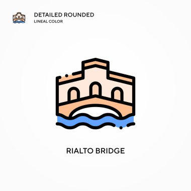 Rialto Köprüsü vektör simgesi. Modern vektör illüstrasyon kavramları. Düzenlemesi ve kişiselleştirmesi kolay.
