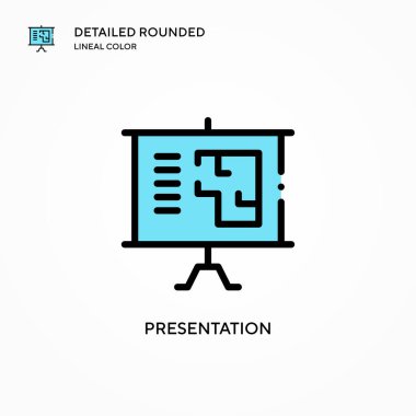 Sunum vektör simgesi. Modern vektör illüstrasyon kavramları. Düzenlemesi ve kişiselleştirmesi kolay.