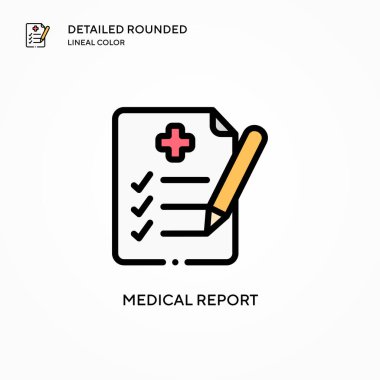 Tıbbi rapor vektör simgesi. Modern vektör illüstrasyon kavramları. Düzenlemesi ve kişiselleştirmesi kolay.