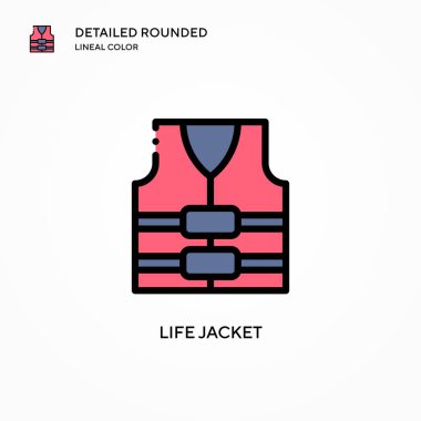 Can yeleği vektör simgesi. Modern vektör illüstrasyon kavramları. Düzenlemesi ve kişiselleştirmesi kolay.